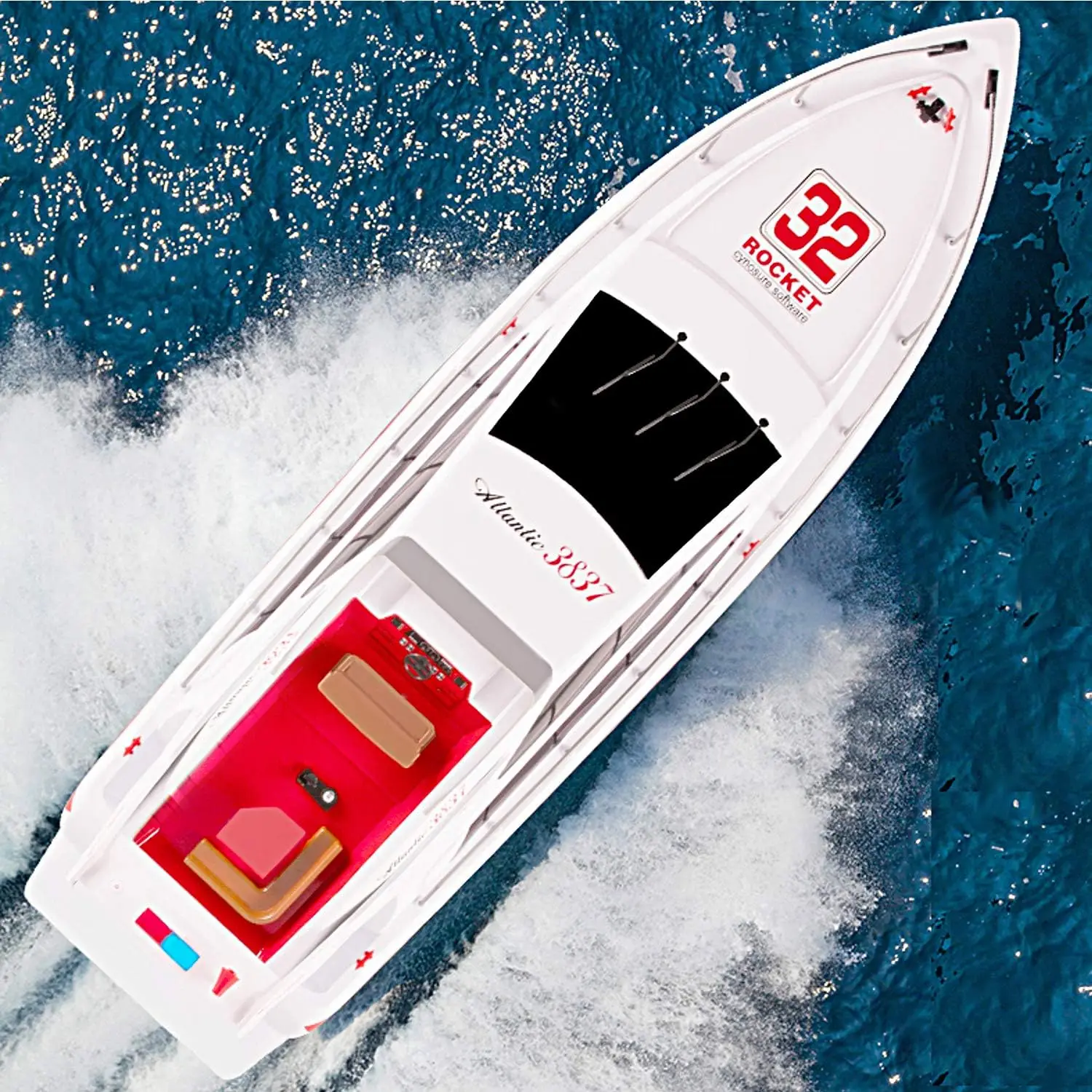 Atlantic Yacht Luxury Modern Cruise 28" RC Model Boat Radio Remote Control Speed Watercraft Racing Ship
