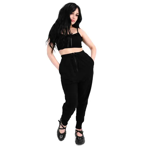 Foxblood Shop Noah Casual Sporty Joggers - Soft Comfy Cotton Fleece Bottoms with Drawstring Waist, Chunky Zipper, Front Pockets, 2XL Size for Sports, Lounging & Coffee-Run Ready Wear