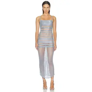 HAELO Gradiated Embellished Dress in Fog Gray