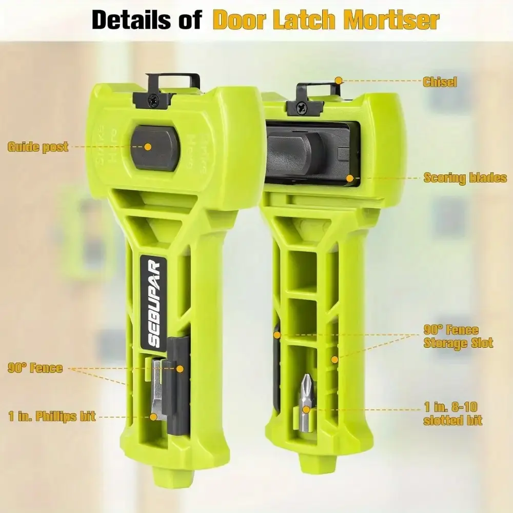 Door lock kit, a door lock embedding tool for precise marking and drilling holes, suitable for 1-3/8" to 1-3/4" thick square and round door installation kits