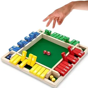 Wooden Math Learning Game Ages 3+ - Interactive Number Blocks & Dice Activity Toy to Build Addition, Subtraction, Multiplication & Division Skills - STEM Educational Party Game for Homeschooling & Classroom Use, Colorful Game | Natural Wood Design