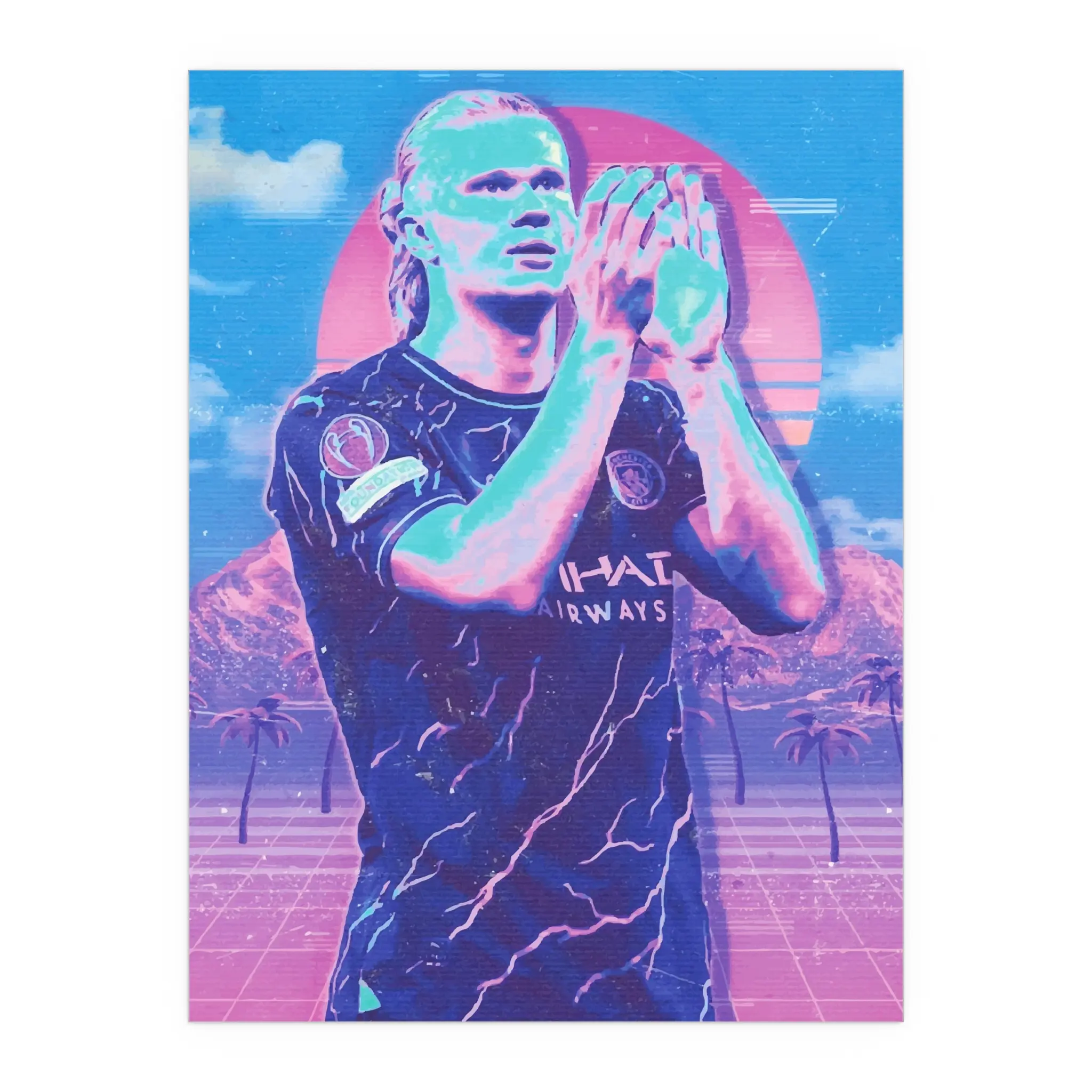 Erling Haaland Artistic Neon Poster