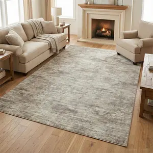 Garvee 8x10 Washable Rug for Living Room Non-Slip Modern Abstract Area Rug Stain Resistant Large Bedroom Carpet Contemporary Accent Throw Floor Carpet Solid Rug for Dining Room Home Decor, Taupe