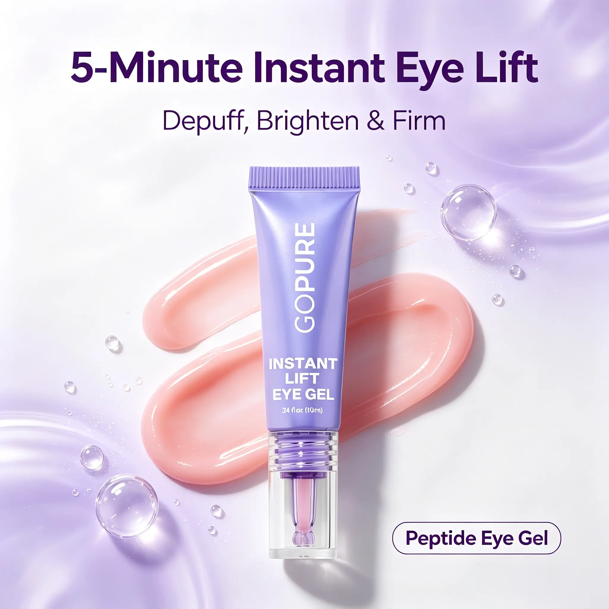 1. GOPURE Instant Lift Eye Gel, 5 Minutes Fast Acting Eye Firming Serum for Puffy Eyes, Under Eye Bags, Dark Circles & Fine Lines, Peptide Anti-Aging Eye Cream Depuff Brighten Tired Skin for Daily Makeup Prep