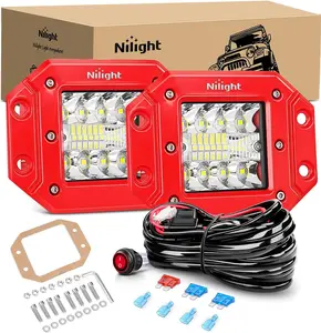 Nilight 2PCS Flush Mount LED Pods - 14x3W LEDs, 42W Output, Aluminum Alloy Flood-Spot Combo Beam, Sliding Bracket, Wiring Harness Kit, Waterproof IP67 Car Work Light Bars, Off-Road Led Lights for Truck SUV Driving, Led Lights Car, Off Road Lights