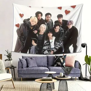 K-Pop Theme Decorative Tapestry, K-Pop Fan Support Background Wall Art, Dorm Room Decoration, Cool Boyfriend Style Props