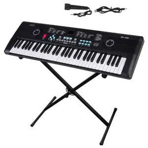 61 Keys LCD Display Keyboard Piano, Kids Child Electronic Digital Piano with Microphone, with "X" Stand Set, For Beginner Starter,  Portable Piano Best Birthday Christmas Gifts