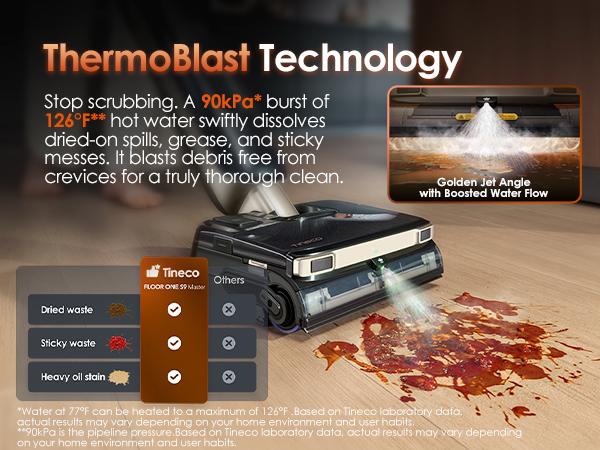 Tineco Floor ONE S9 Master Wet Dry Vacuum Cleaner, ThermoBlast Tech & Hot Water Vacuum Mop, 23kPa Suction, 65 Min Runtime, 185°F Flashdry, 3.9inch Ultra-Slim Stretch Mop