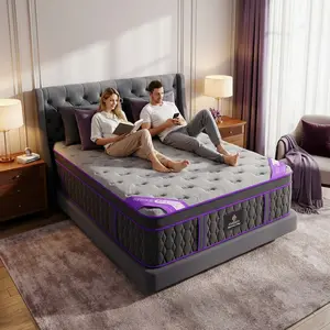【Amethyst Series】Fansace 14 inch King size purple mattress fiberglass,bed sore spring mattress,California King size hybrid  in a box,Weightless Cooling mattress with Extra Edge Support,Hybrid Gel Memory Foam  Set Lumbar Medium-Firm colcho para cama