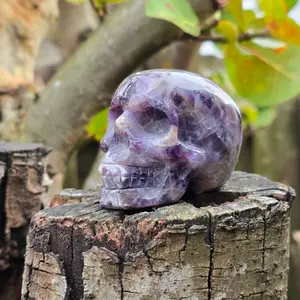 Chevron Amethyst Crystal Skull