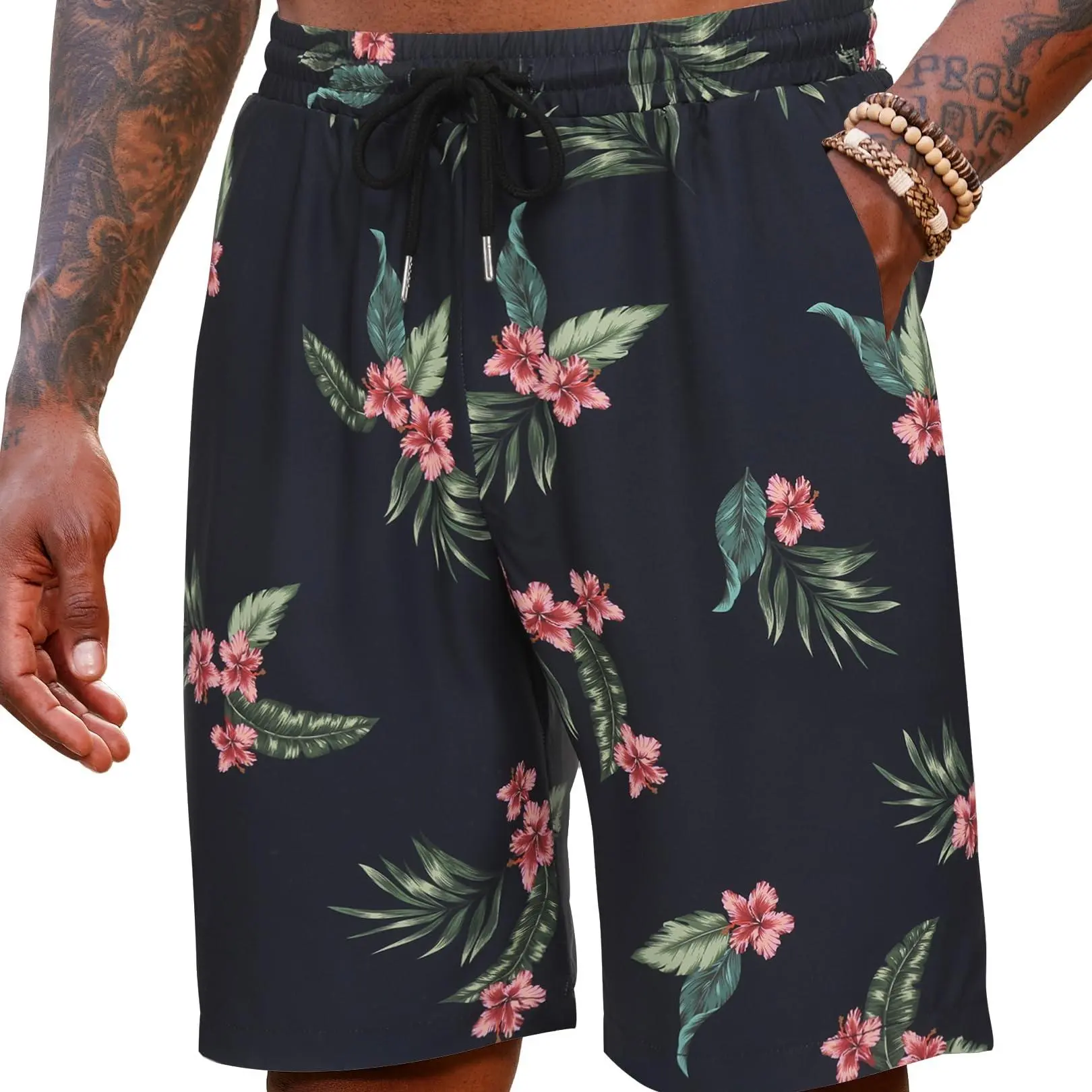 Navy Blue&green Flower