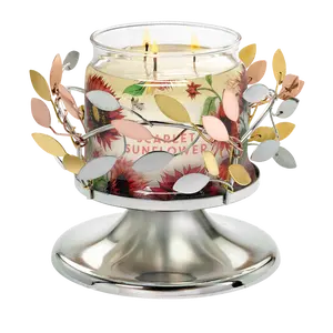 Shimmering Leaves Pedestal Jar Candle Holder