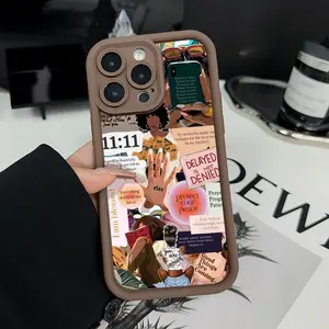 Phone Case for iPhone 17 16 15 14 Pro Max 13 12 11 XR XS Plus E  Empowering Mosaic Pattern Shockproof Silicone TPU Bumper Drop Protection Cover Smartphone Casing