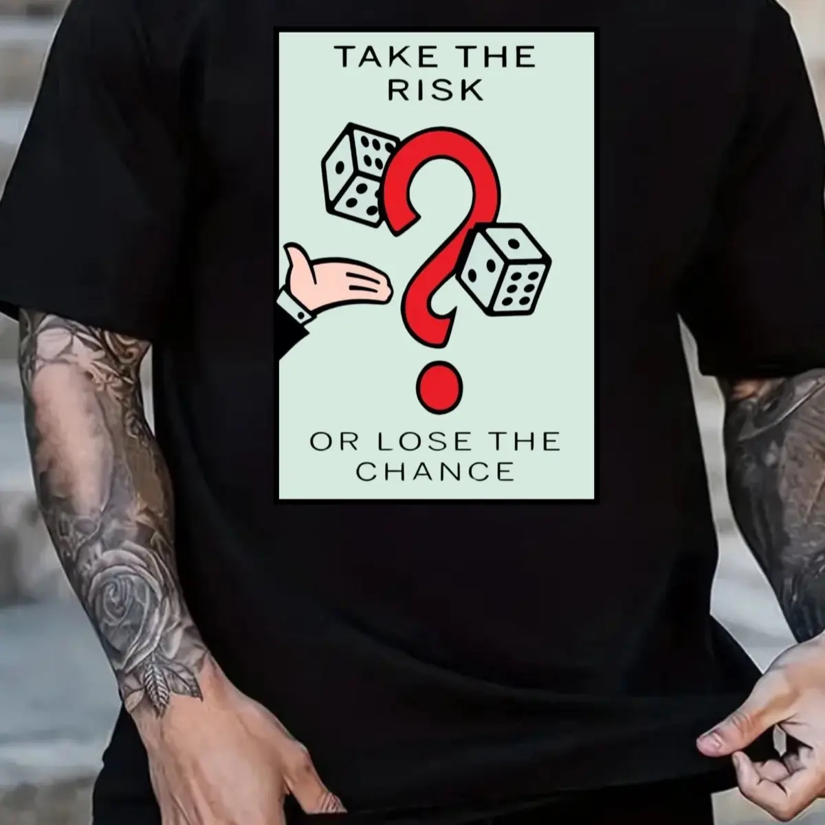 Chance Card Monopoly Inspired T-Shirt for Men - Streetwear Crewneck Short Sleeve Top - Menswear