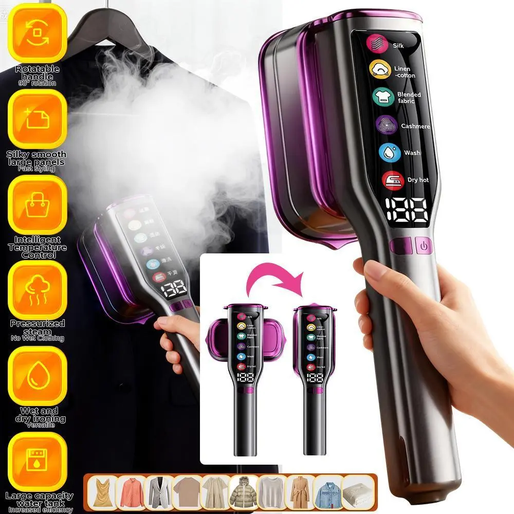 【BackToSchool】2-in-1 Mini Handheld Garment Steamer & Iron, 15s Fast Heat-Up, 5 Steam Levels, Ceramic Panel, 110-120V Compact Clothing Steamer, Travel, Portable
