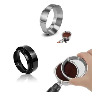 Aluminum Espresso Coffee Funnel with Magnetic Ring, 51/53/58mm Coffee Accessory for Home Baristas, Essential Coffee Tool in Silver Color