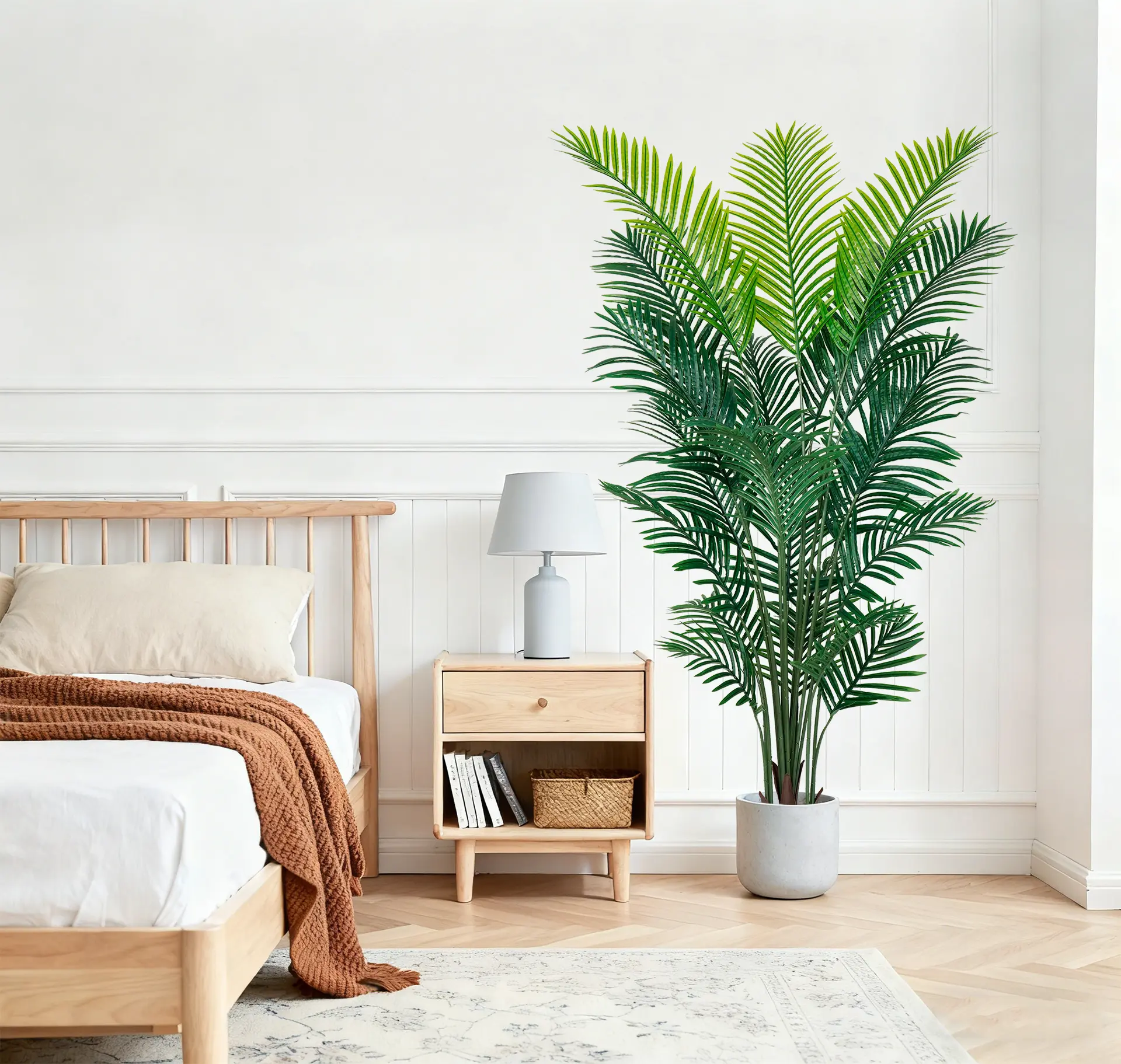 4/5/6 Ft Artificial Brown Palm Tree, Home Decor, Artificial Silk Tropical Palm Tree with Pot, Suitable for Indoor Outdoor Home Living Room Office Porch Garden