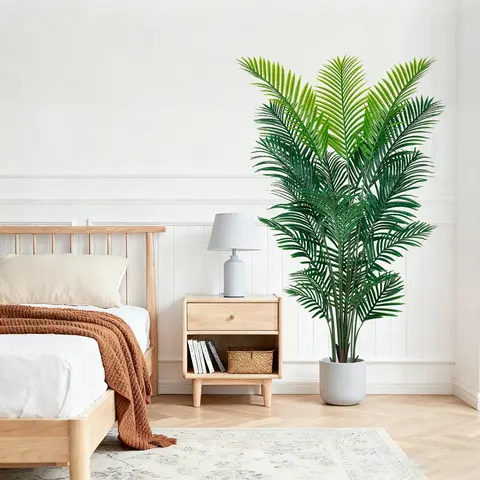4/5/6 Ft Artificial Brown Palm Tree, Home Decor, Artificial Silk Tropical Palm Tree with Pot, Suitable for Indoor Outdoor Home Living Room Office Porch Garden
