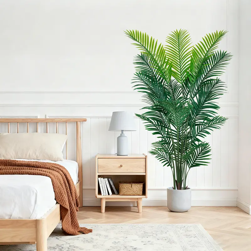 4/5/6 Ft Artificial Brown Palm Tree, Home Decor, Artificial Silk Tropical Palm Tree with Pot, Suitable for Indoor Outdoor Home Living Room Office Porch Garden