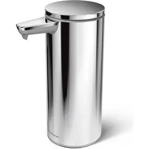 Simplehuman B2428594 Stainless Steel Rechargeable Sensor Pump Liquid Soap & Sanitizer Dispenser, Polished, with Sample Soap