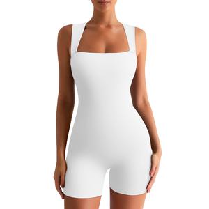 HYZ Woman's Sleeveless Wide Strap Romper Sexy Square Neck Short Jumpsuits Soft Womenswear
