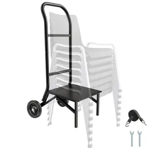 Heavy-Duty Folding Chair Rack Cart For Ten Chairs, 150 Lbs Push-Style Chair Dolly With Robust Steel Frame, Portable Industrial Grade Chair Transport Cart For Events, Venues, Banquets, Catering, Stage Sets, And Offices
