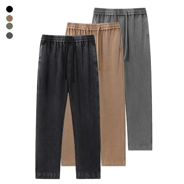 Pack of 2/3 pieces, men’s autumn/winter new casual athletic sweatpants, washed cotton fabric, elastic waistband design, soft and comfortable, solid color loose-fit joggers, comfortable casual pants