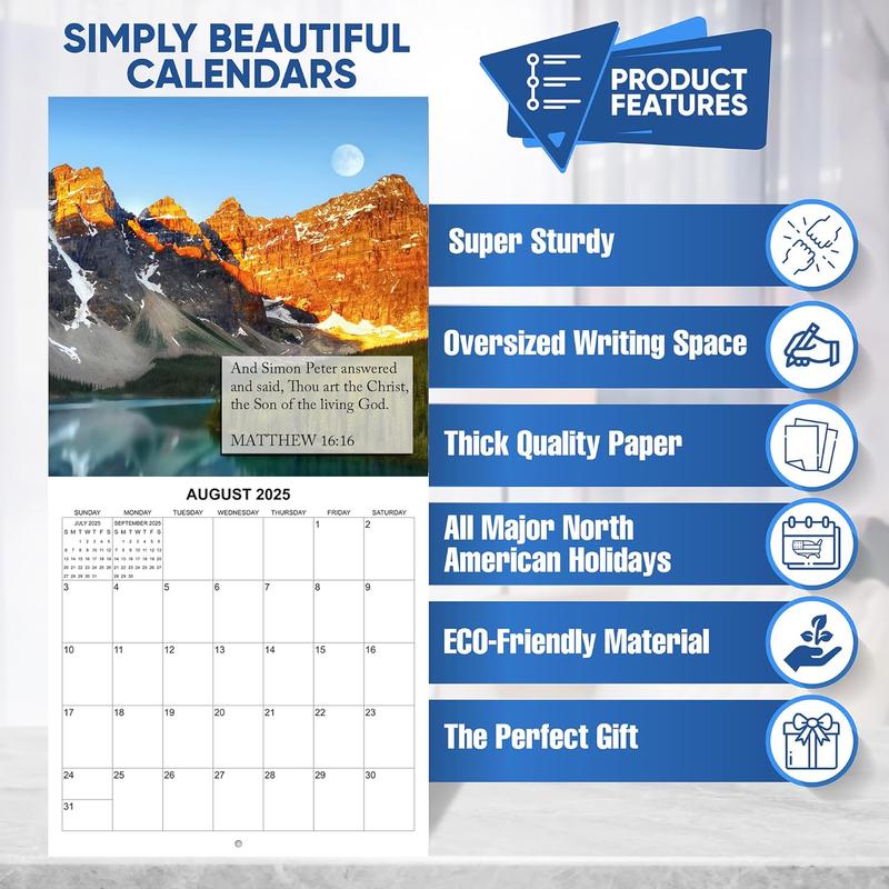 Thou Art the Christ Monthly Wall Calendar 2024-2025 - Bible Quotes & Beautiful Landscapes, 12" x 24"