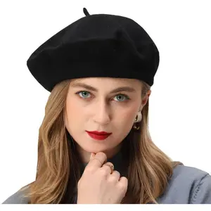 French Beret-Classic Wool Beret Solid Color Womens Beret Cap Hat