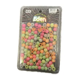 300 Eden Large Glow Bead Set 12mm 5.7mm large hole- Assorted Colors Including Orange, Green, Red, and Pink, Clear Beads