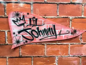 Airbrushed wall flag Graffiti Style with custom name