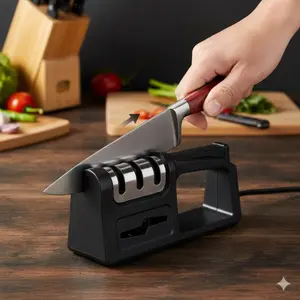 4-in-1 Diamond Ceramic Knife Sharpener, Portable Kitchen & Outdoor Tool, Durable Manual Sharpening Set, High-Hardness Scissors Polisher, Safe, Fast Edge Repair, Precision Sharpening Kit