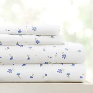 Double-Brushed Patterned Microfiber Twin Sheet 3 – Oeko-TEX Certified Ultra  Wrinkle-Free - 16" Deep Pocket - Easy Care Twin Size - Floral Light Blue