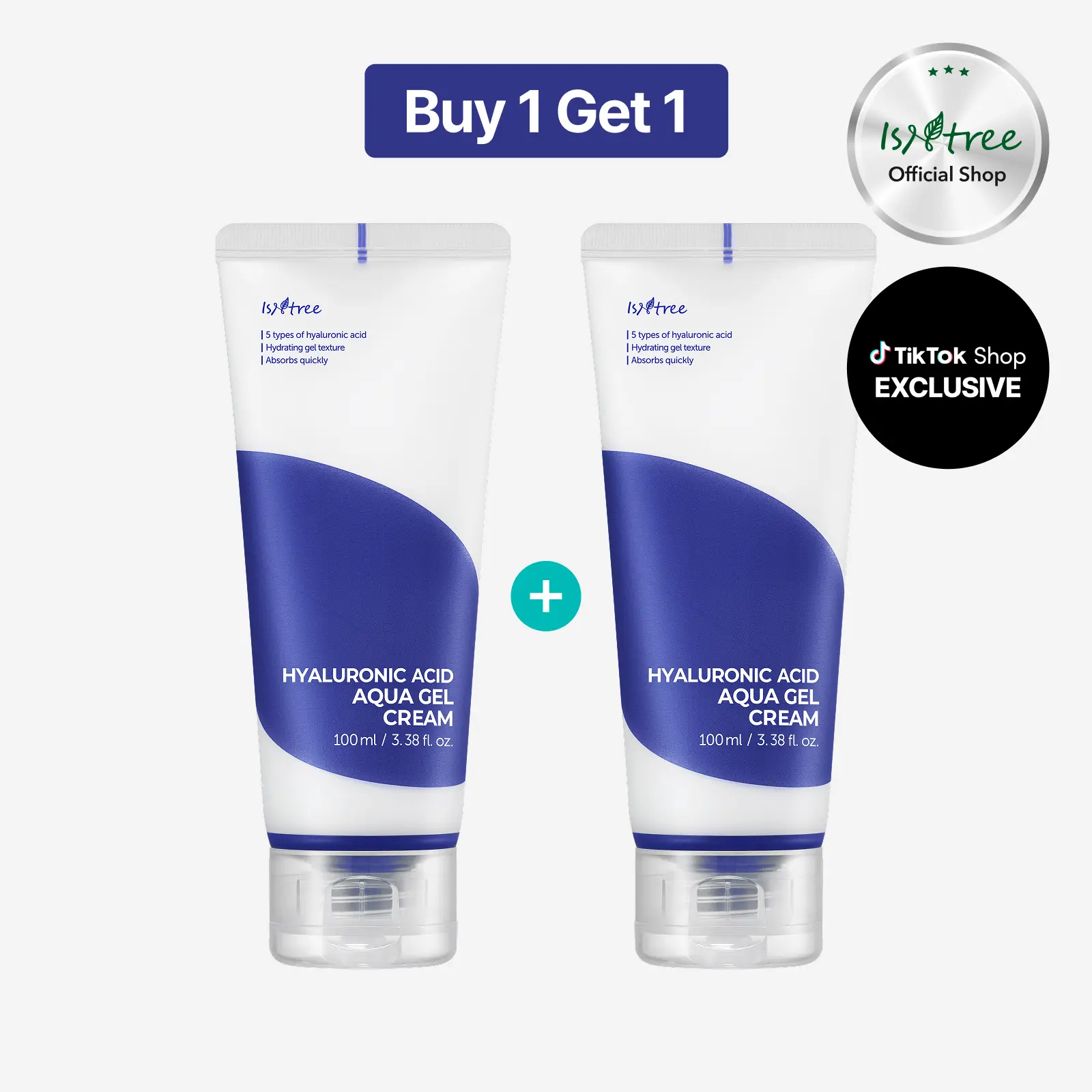 [isntree Official Shop] Hyaluronic Acid Aqua Gel Cream 3.38 fl.oz / 100ml - Lightweight moisturizer for oily to combination skin, quick-absorbing hydration, Korean Skincare