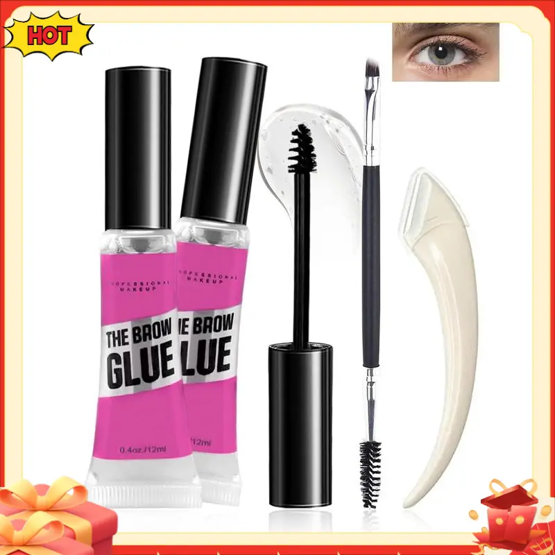 Waterproof Brow Gel Clear-2PCS Strong Hold Eyebrow Gel,Eyebrow Mascara Long-Lasting Quick-Drying Transfer-Proof Brow Setting Gel, Brow Shaping Gel for Natural-Looking Brows, Women Gift Eye Makeup