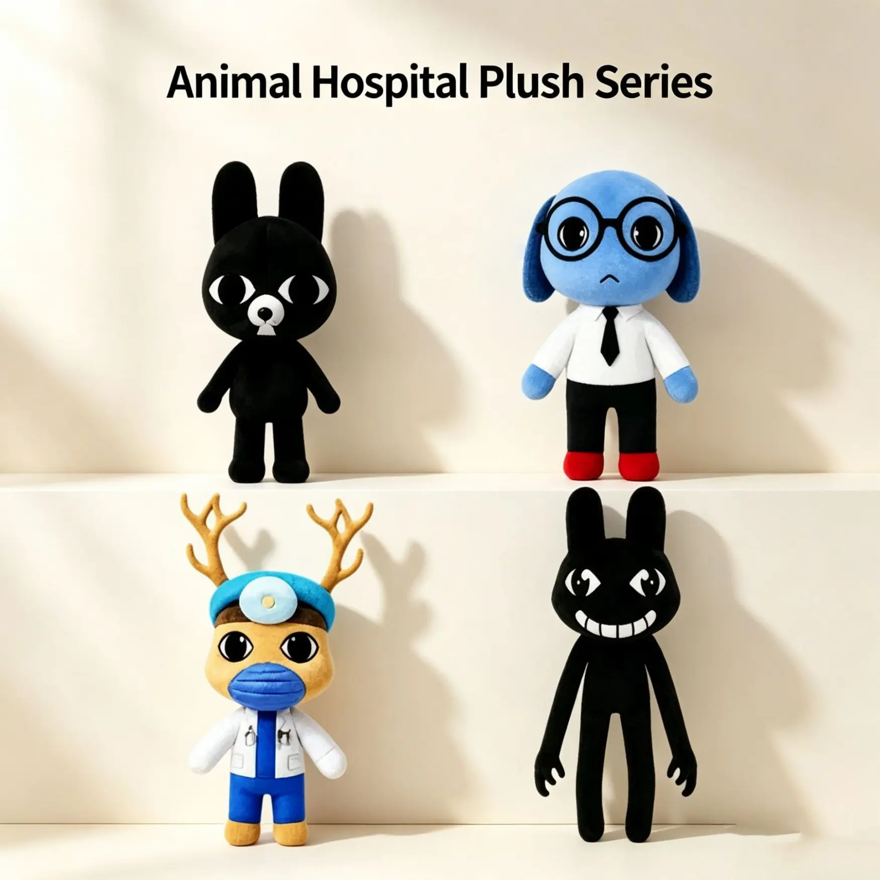 New Animal Hospital Roblox Plush, Shadow Bunny, Ron Accountant Dog, Dr. Harlow Deer Doctor, Grin Anomaly Bunny, Roblox Horror Game Stuffed Dolls,cute girly gifts, plushies