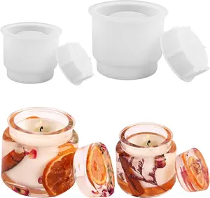 2 Packs Jar Resin Mold with Lids, Candle Jar Molds of Different Sizes, Epoxy Resin Casting Mold for DIY Jewelry Storage Box, Candle Jar, Craft Gifts