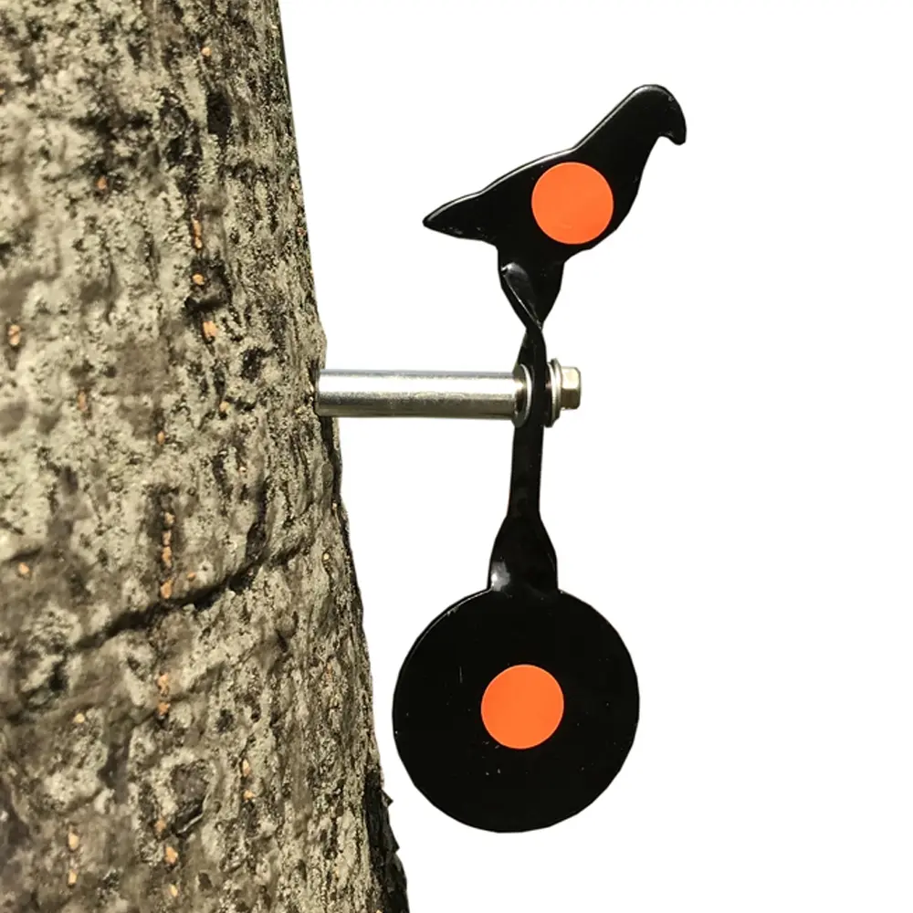 Metal Target Tree Shooting Post Rotating with Accessories, Pigeon in Black or Red, Ideal for Shooting Practice, Durable and Reliable