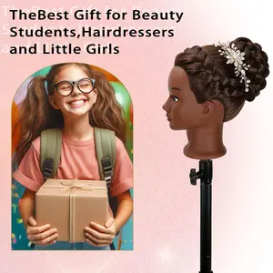 Mannequin Head with 80% Human Hair for Hair Styling Practice 26-28 Inch Straight Hair Training Head for Cosmetology Barber Hairdresser Students and Professionals (606-4#)