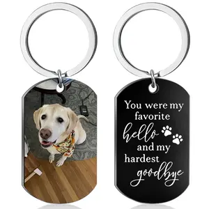Personalized Photo/Text Keychain for Men Womens Maemorial Gift Custom Name Double-sided Dog Tag Key Chain