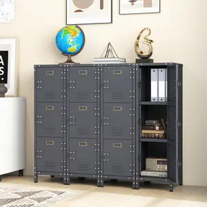 COSTWAY - Metal Storage Locker with 3 Lockable Doors and Adjustable Feet