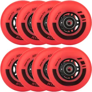 Inline Skate Wheels 80mm 76mm 72mm 85a Outdoor Indoor Black Blue Red Roller Hockey  Replacement Wheels w/Bearings ABEC-9 and Floating Spacers (8-Pack)
