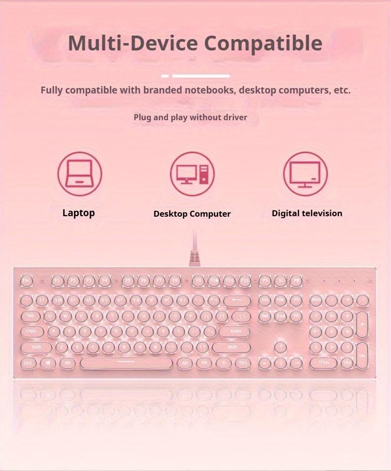 Pink Gaming Keyboard - Typewriter Style