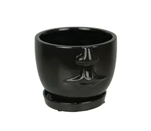 Brown Ceramic Face Planter Decorative Flower Pot Plant Holder Decor