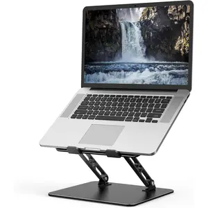 Adjustable Laptop Stand for Desk, Metal Foldable Laptop Riser, Portable Laptop Holder Mount, Ventilated Cooling Computer Notebook Stand Compatible with 10-15.6” Laptops