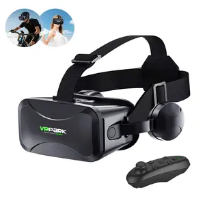 VR Glasses + Game Controller Set, VR Park VR Headset with 3D Earphones, Lightweight Abs Material, Comfortable Strap, Adjustable Nose Pad, Virtual Reality Headset