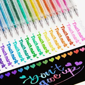 Colorful Glitter Pens, Gel Glow, Shiny Silver Color, Changeable Ink, Ideal for Handmade Notebooks, Pearl Sparkle Markers, Luminous Markers, Metal Outline Highlighter, Fine Point Pens, Fine Tip Markers