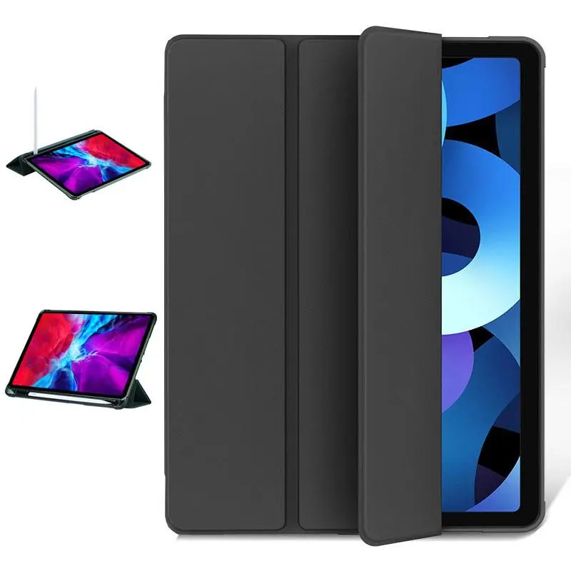 Solid Color Foldable Magnetic PU Leather Tablet Case with Pen Slot, 1 Count Smart Wake Sleep TPU Full Body Shockproof Tablet Protective Cover, Tablet & Computer Accessories for iPad 7/8/9th Generation, Tablet Casing