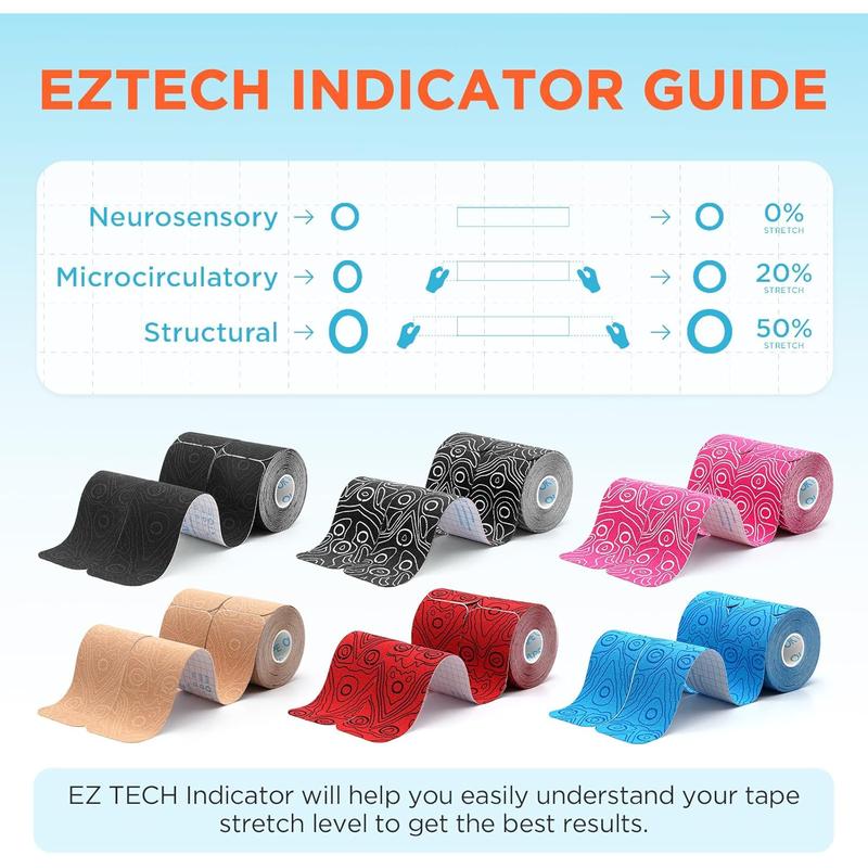 OK TAPE PRO Original Kinesiology Tape Pre-Cut Strips, Latex Free Elastic Athletic Tape Roll, 2in×16ft 2Rolls,Pink+White