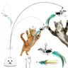 CATPICK Interactive Flying Bird Cat Toy, Automatic Teaser with Suction Cup, Dual Modes – 360° Rotation & Random Jumping, Auto Start/Stop, Safe Silicone Rod, USB Rechargeable for Kittens & Adult Cats
